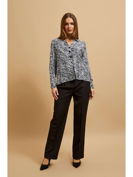 Moodo Cămașă cu decolteu în V, alb-negru Moodo