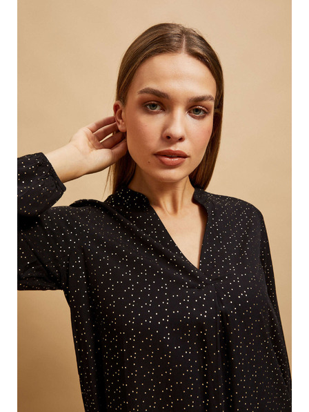 Moodo Cămașă neagră cu decolteu în V Moodo