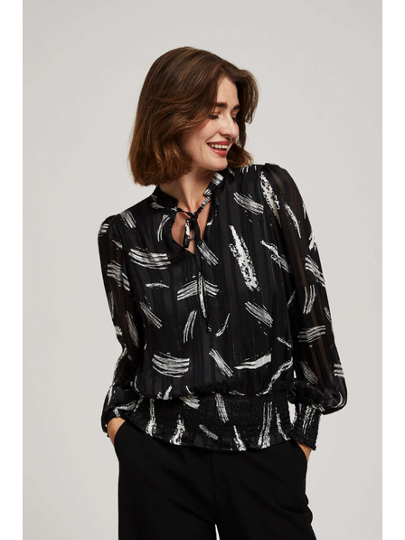 Moodo Cămașă neagră Moodo cu decolteu legat
