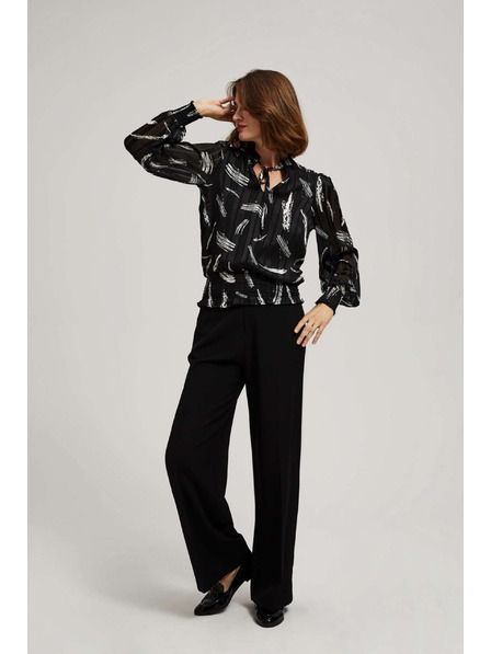 Moodo Cămașă neagră Moodo cu decolteu legat