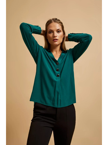 Moodo Cămașă cu decolteu în V, smarald Moodo