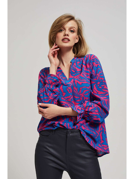 Moodo Cămașă cu decolteu în V, fucsia Moodo