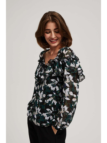 Moodo Cămașă cu volane și model floral Moodo