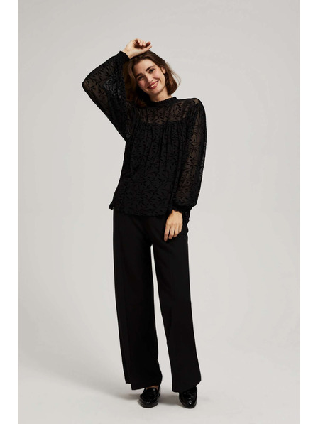 Moodo Moodo cămașă neagră cu mâneci bufante