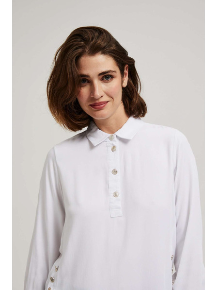 Moodo Bluză albă cu nasturi decorativi la decolteu și mâneci Moodo