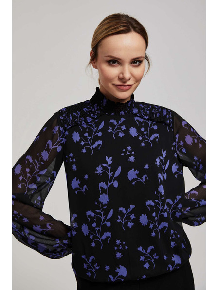 Moodo Cămașă neagră cu model floral Moodo