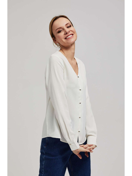 Moodo Cămașă cu decolteu în V și nasturi perlați fini, perlată Moodo