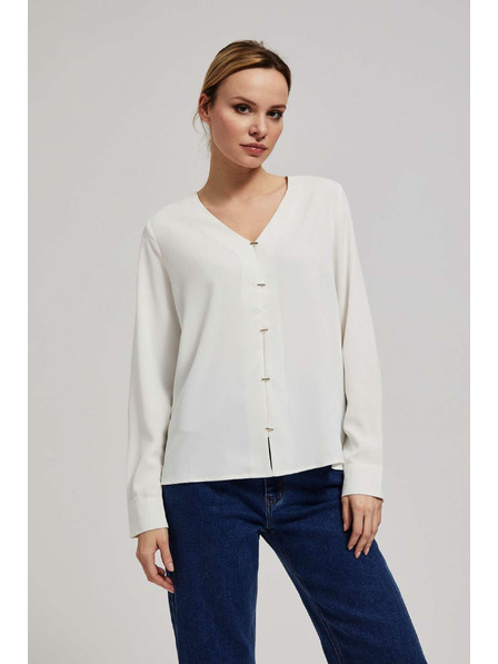 Moodo Cămașă cu decolteu în V și nasturi perlați fini, perlată Moodo