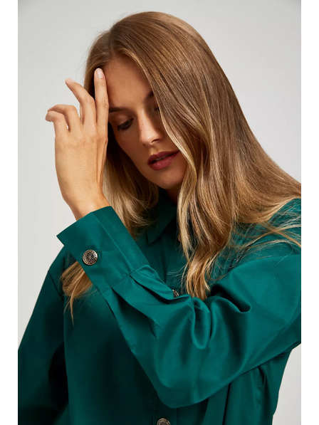 Moodo Bluză smarald cu nasturi decorativi Moodo