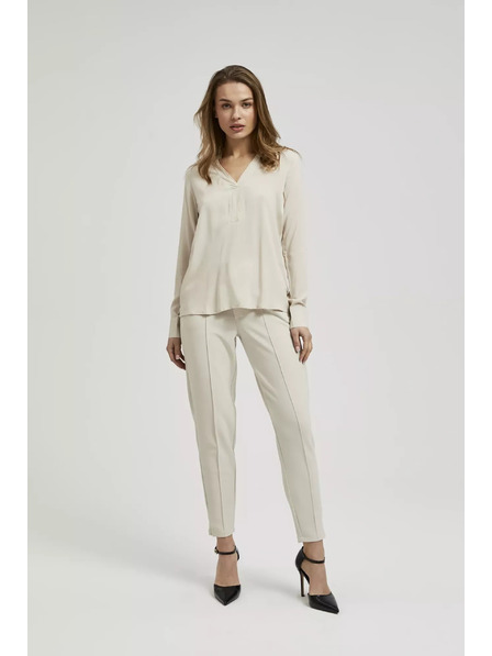 Moodo Cămașă netedă cu mânecă lungă bej Moodo