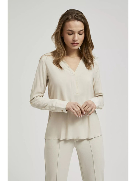 Moodo Cămașă netedă cu mânecă lungă bej Moodo