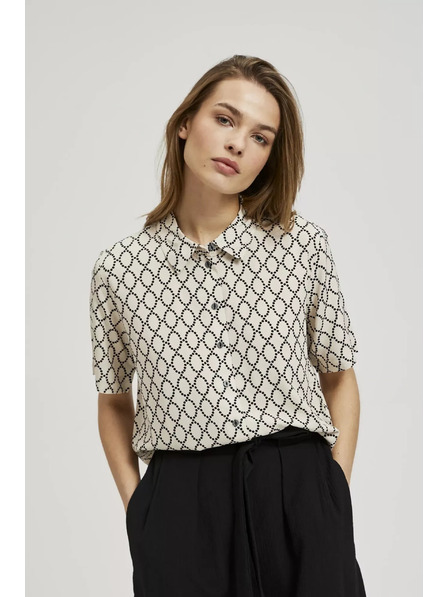 Moodo Cămașă bej cu nasturi și imprimeu Moodo
