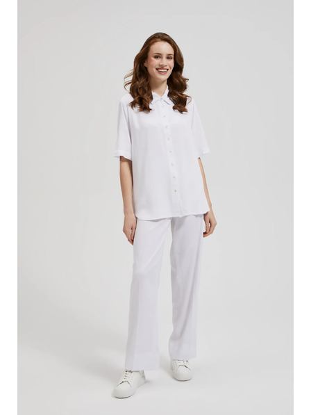 Moodo Cămașă albă din viscoză cu guler Moodo