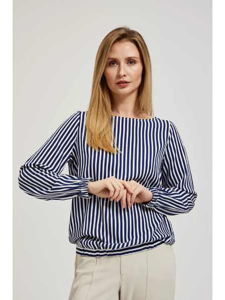 Moodo Cămașă alb-albastru închis cu decolteu rotund și bretele subțiri Moodo