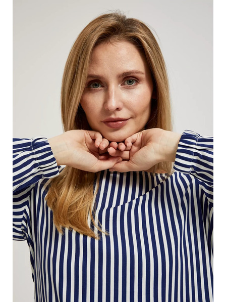 Moodo Cămașă alb-albastru închis cu decolteu rotund și bretele subțiri Moodo