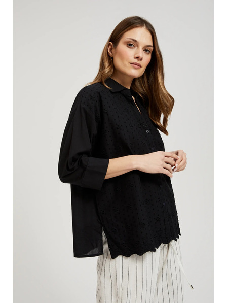 Moodo Cămașă neagră supradimensionată cu nasturi Moodo