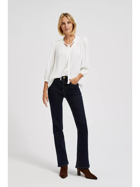 Moodo Cămașă albă Moodo cu nasturi și decolteu legat