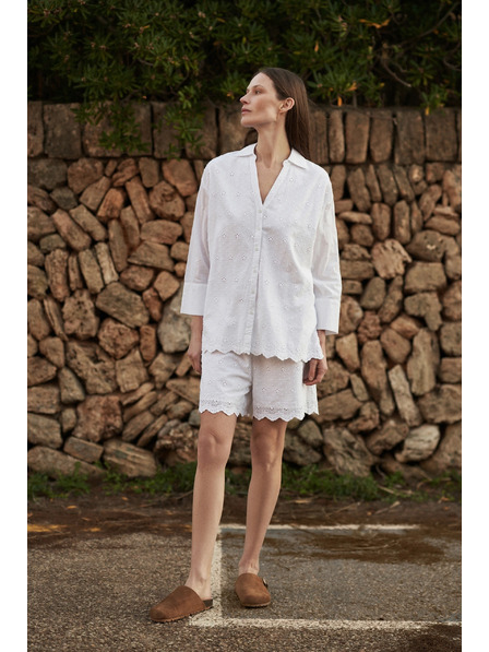 Moodo Cămașă albă supradimensionată cu decolteu în V Moodo