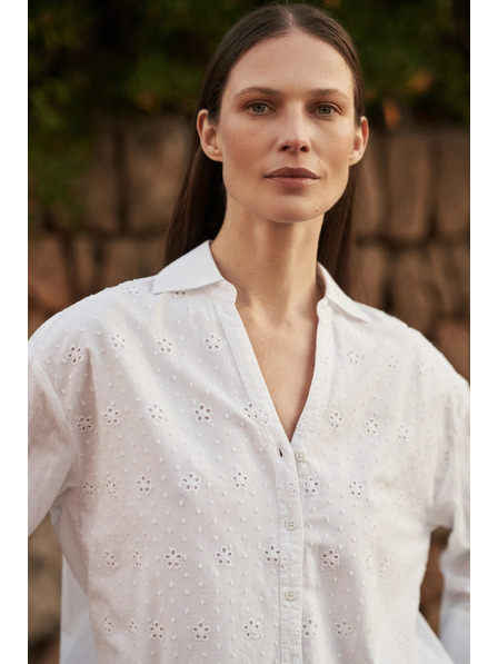 Moodo Cămașă albă supradimensionată cu decolteu în V Moodo