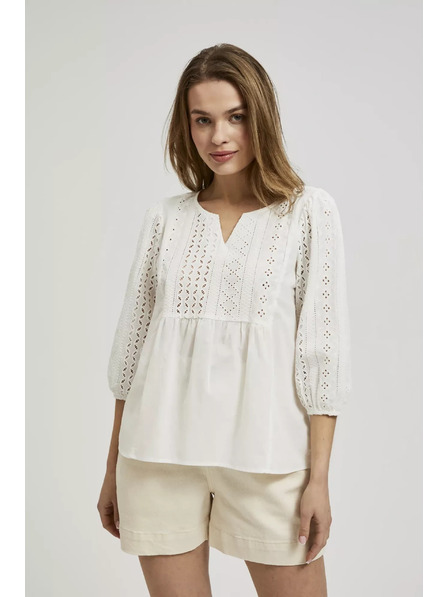 Moodo Bluză albă cu mâneci 3/4 Moodo