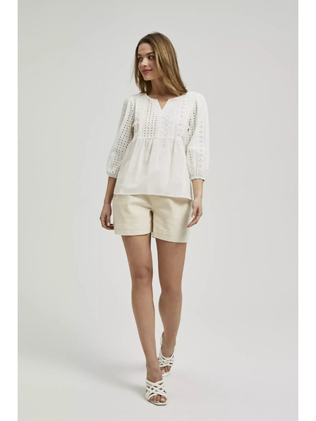 Moodo Bluză albă cu mâneci 3/4 Moodo