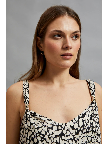 Moodo Cămașă cu imprimeu pe bretele bej Moodo