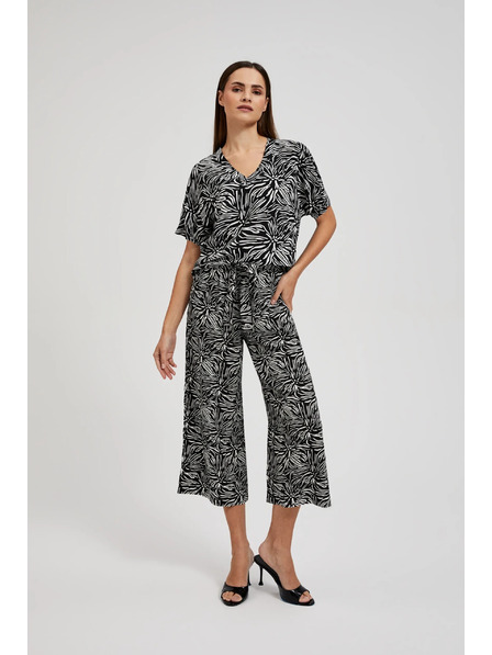 Moodo Cămașă din viscoză cu imprimeu neagră Moodo