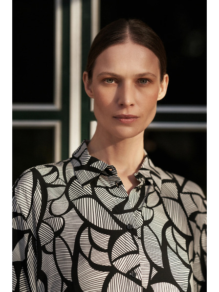 Moodo Cămașă din viscoză negru-albă Moodo