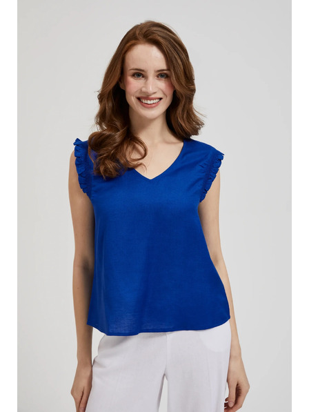 Moodo Cămașă albastră cu volănașe pe umeri Moodo