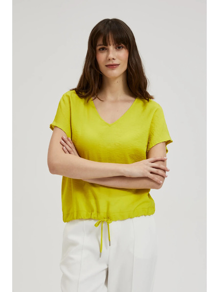 Moodo Cămașă cu decolteu în V și legătură în talie, verde-deschis Moodo