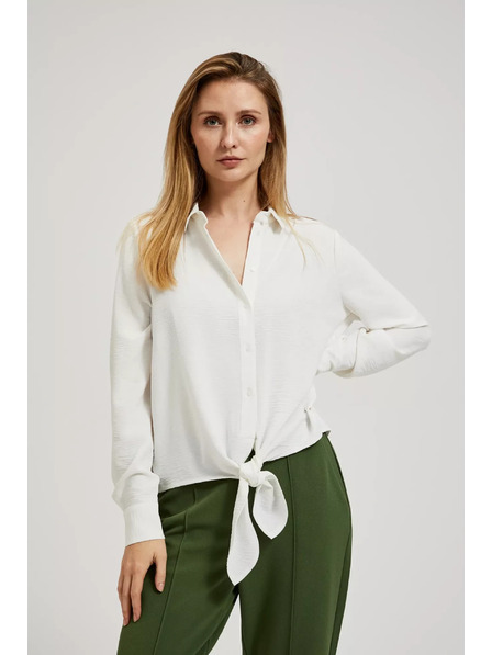 Moodo Cămașă cu mâneci lungi și legătură, albă Moodo
