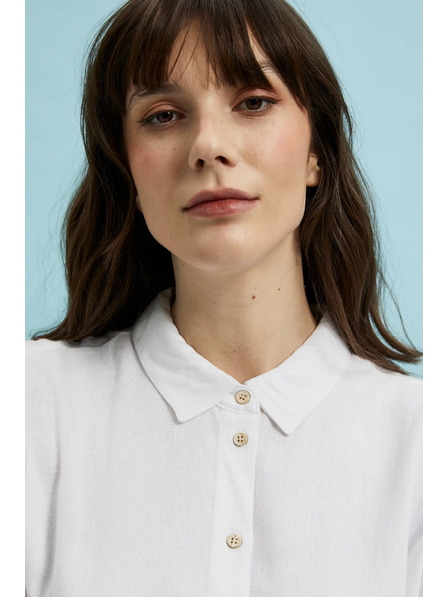 Moodo Cămașă albă cu mâneci scurte și late Moodo