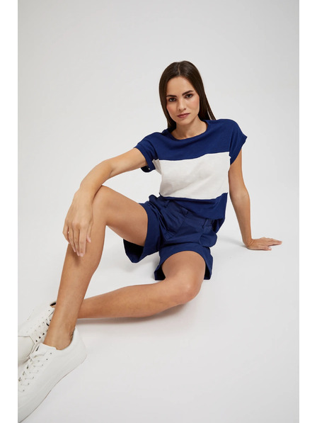 Moodo Pantaloni scurți albastru-închis până la genunchi Moodo