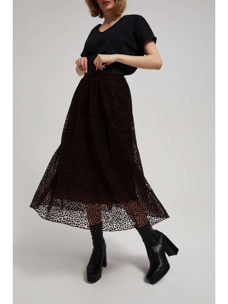 Moodo Fustă midi evazată în nuanță de castană Moodo