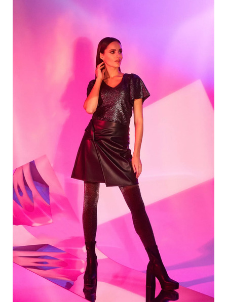 Moodo Fustă A-line din imitație de piele neagră Moodo