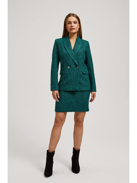 Moodo Fustă în stil tweed cu nasturi decorativi smarald Moodo