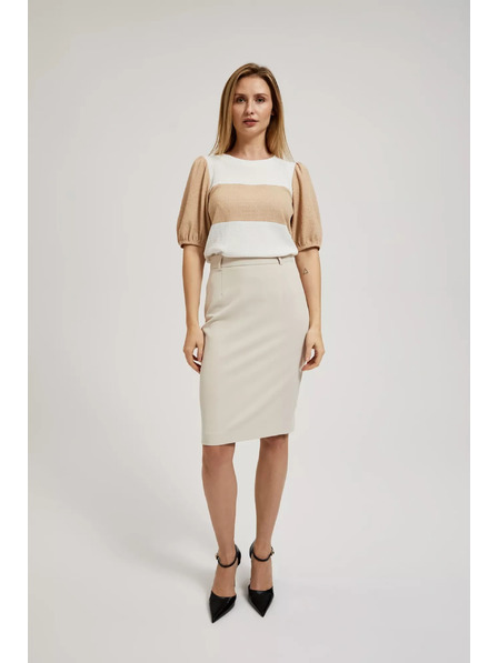Moodo Fustă creion netedă până la genunchi bej Moodo