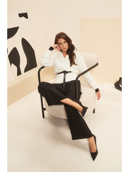 Moodo Pulover cu decolteu în V și guler Moodo