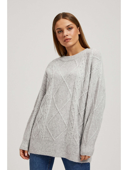Moodo Pulover cu model decorativ de tricot gri deschis Moodo