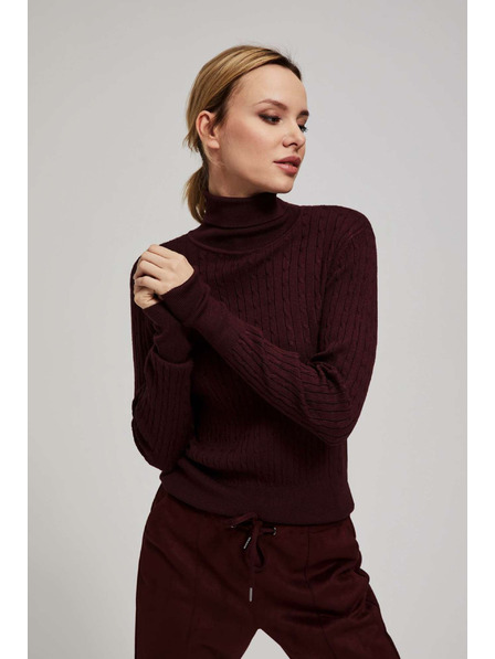 Moodo Pulover subțire cu guler castaniu Moodo