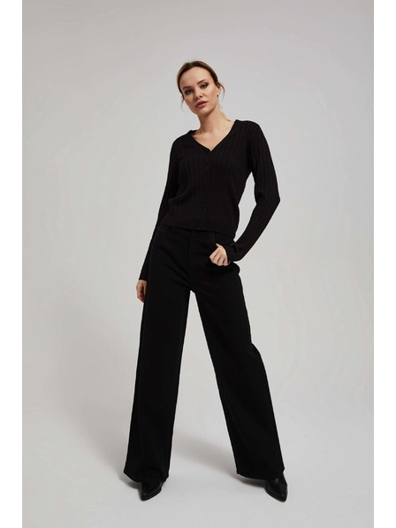 Moodo Pulover negru decorat cu fir metalic Moodo