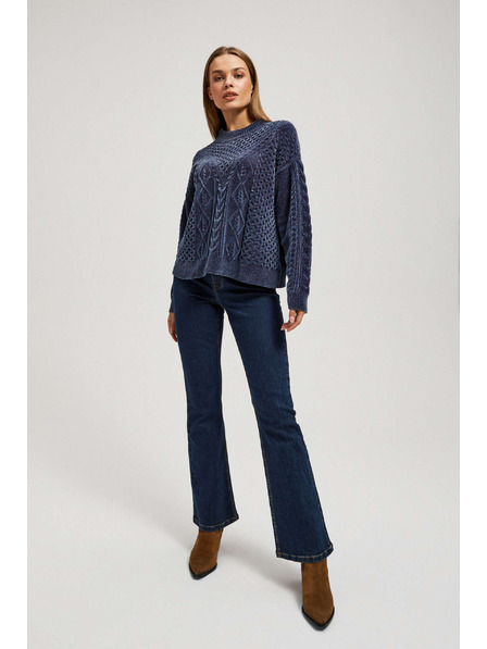 Moodo Pulover cu împletitură decorativă albastru-închis Moodo