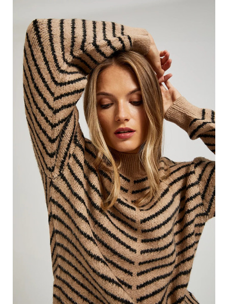 Moodo Pulover cu dungi bej-negru Moodo
