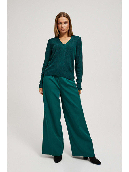 Moodo Pulover strâns pe corp cu decolteu în V smarald Moodo