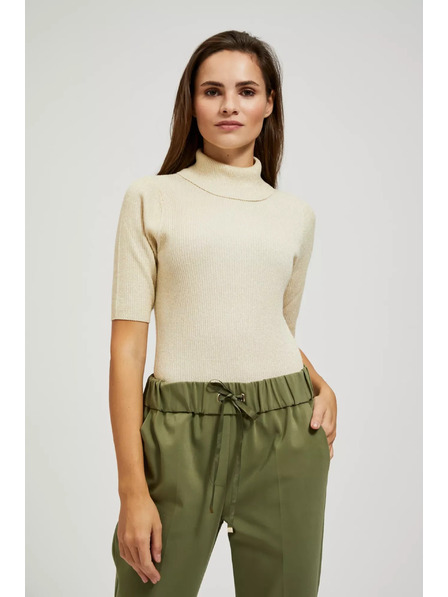 Moodo Pulover cu guler decorat cu fire metalice perlat Moodo