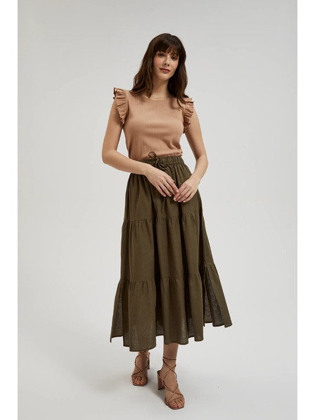 Moodo Bluză țesută cu volănaș pe umăr bej Moodo