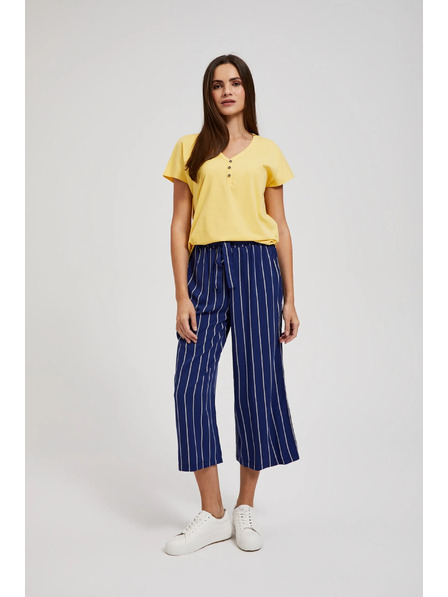 Moodo Tricou galben cu nasturi la decolteu Moodo