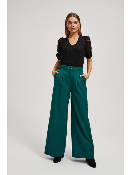 Moodo Bluză neagră din dantelă cu mâneci bufante Moodo