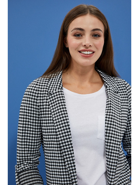 Moodo Sacou în carouri fine alb-negru Moodo