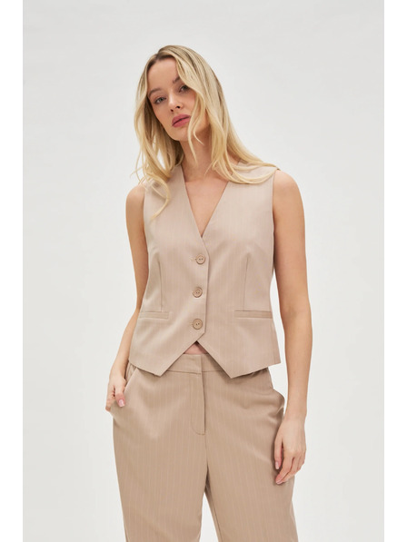 Moodo Vestă cu dungi bej Moodo